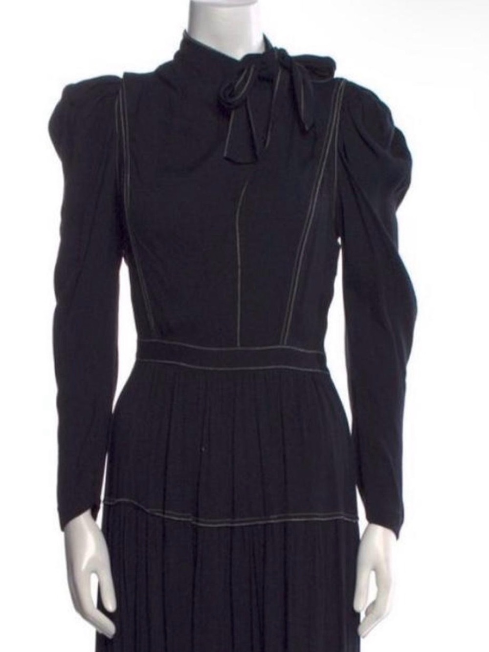 Ulla Johnson Black Long-Sleeve Bow-Tie Maxi Dress